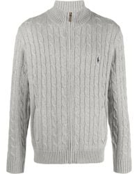 Polo Ralph Lauren - Cardigan En Maille Torsadée À Motif Polo Pony - Lyst