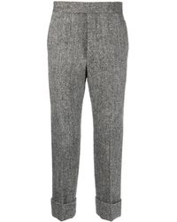 Thom Browne - Cropped Chevron-knit Tweed Trousers - Lyst