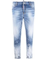 DSquared² - Cropped Distressed-Effect Skinny Jeans - Lyst