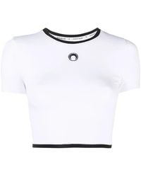 Marine Serre - Embroidered-Motif Crop Top - Lyst
