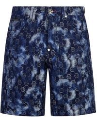 Philipp Plein - Monogram-Pattern Denim Shorts - Lyst
