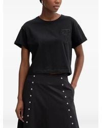 Twinset - Logo-Embroidered Cropped T-Shirt - Lyst