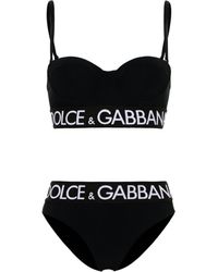 Dolce & Gabbana - Bikini con media copa y logo - Lyst