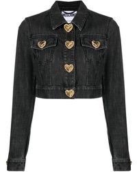 Moschino - Heart-shaped-buttons Denim Cropped Jacket - Lyst