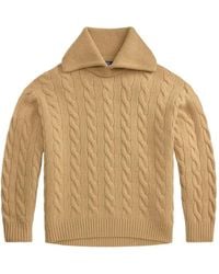 Polo Ralph Lauren - Cable-Knit Wide-Collar Sweater - Lyst