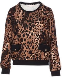 Liu Jo - Leopard-Print Embellished Sweater - Lyst