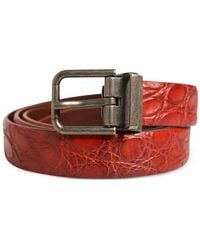 Dolce & Gabbana - Crocodile-Effect Leather Belt - Lyst