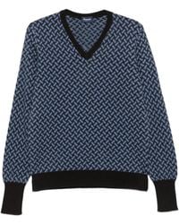 Drumohr - V-Neck Geometric-Pattern Sweater - Lyst