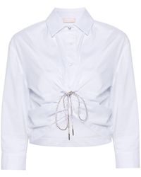 Liu Jo - Cropped Cotton Shirt - Lyst