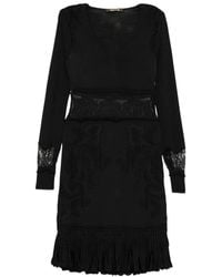 Roberto Cavalli - Lace-Panelled Ruffled Dress - Lyst
