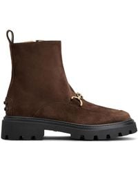 Tod's - Logo-Plaque Suede Ankle Boots - Lyst
