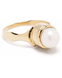 Beatriz Palacios - Plated Freshwater Pearl Signet Ring - Lyst