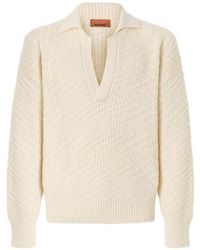 Missoni - Long-Sleeve Wool And Viscose Zig Zag Polo Shirt - Lyst