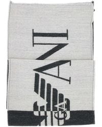 Emporio Armani - Bufanda con logo y flecos - Lyst