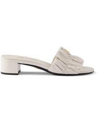 Prada - Matelassé Ruched Logo-Plaque Sandals - Lyst