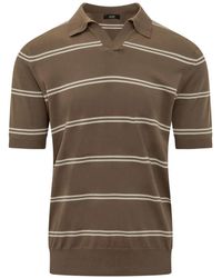 Hōsio - Striped Cotton Polo Shirt - Lyst