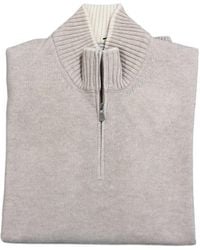 Gran Sasso - Zip-Up Ribbed-Collar Sweater - Lyst