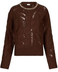 Liu Jo - Gemstone-Embellished Openwork Sweater - Lyst