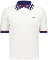 Gucci - Lido Logo-Jacquard Striped Open-Knit Cotton Polo Shirt - Lyst