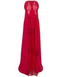 Alberta Ferretti - Lace-Trim Maxi Dress - Lyst