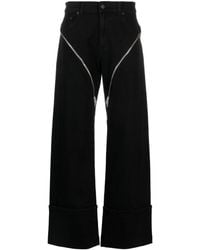 Mugler - Zipped High-rise Wide-leg Jeans - Lyst