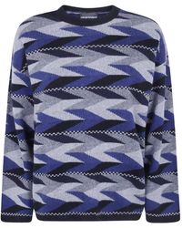 Emporio Armani - Geometric-Pattern Wool Sweater - Lyst