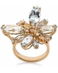 Dolce & Gabbana - Bague Butterfly En Jaune 18Ct Sertie D'Aigue-Marine, De Citrine Et De Diamants - Lyst