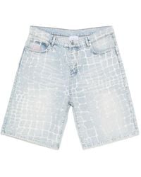 BLUE SKY INN - Crocodile-Effect Heavy-Wash Shorts - Lyst