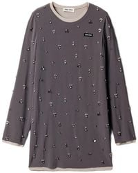 Miu Miu - Embroidered Stretch Georgette Dress - Lyst