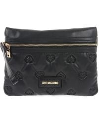 Love Moschino - Heart-Embossed Quilted Clutch Bag - Lyst