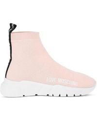 Moschino - Logo-Print High-Top Sneakers - Lyst
