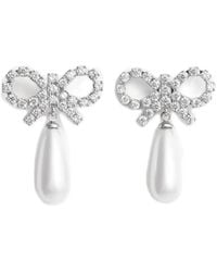 Self-Portrait - Bow Pearl-Embellishment Earrings - Lyst