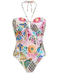 Seafolly - Mosaic-Print Halterneck Swimsuit - Lyst