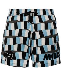 Amiri - Checkered Swim Shorts - Lyst