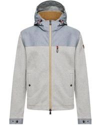 Moncler - Cotton & Chambray Zip-Up Sweatshirt - Lyst
