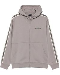 EA7 - Logo-Tape Zip-Up Hoodie - Lyst