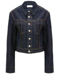 Victoria Beckham - Contrast-Stitch Cropped Denim Jacket - Lyst