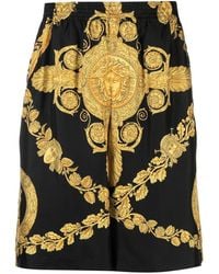 Versace - Shorts In Seta Maschera Baroque - Lyst