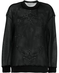 Stella McCartney Sweat transparent à broderies - Noir