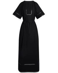 Yves Salomon - Short-Sleeve Leather-Detail Maxi Dress - Lyst