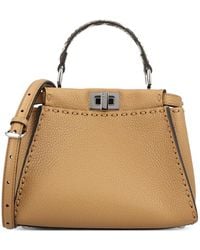 Fendi - Mini Peekaboo Whipstitch-Trim Tote Bag - Lyst
