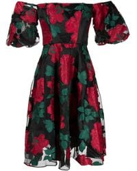Marchesa - Claude Floral-Appliqué Midi Dress - Lyst