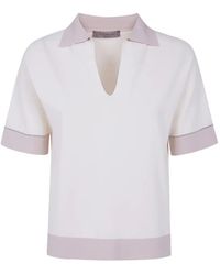 D.exterior - Contrast-Trim V-Neck T-Shirt - Lyst