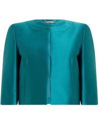 Alberta Ferretti - Round-Neck Satin-Finish Jacket - Lyst