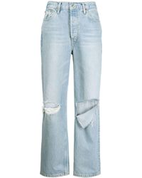 RE/DONE - Jeans dritti con strappi - Lyst
