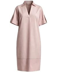 Peserico - V-Neck Cuffed Midi Dress - Lyst
