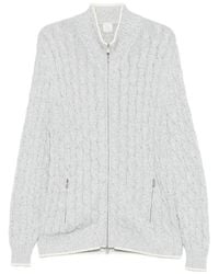 Eleventy - Cable-Knit Zip-Up Cardigan - Lyst
