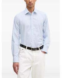 Michael Kors - Gestreept Slim-Fit Overhemd Van Katoenen Stretch - Lyst