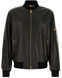Versace - Leather Bomber Jacket - Lyst