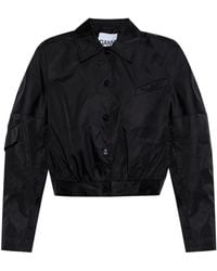 Ganni - Logo-Appliqué Bomber Jacket - Lyst